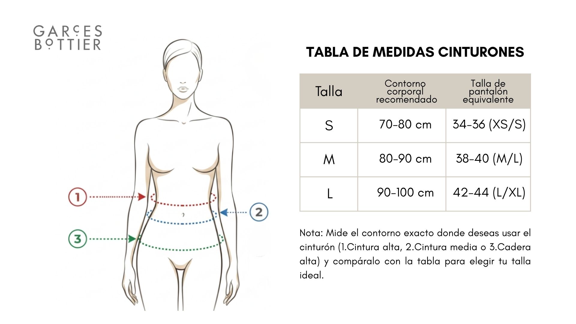 Tabla de medidas cinturones GB